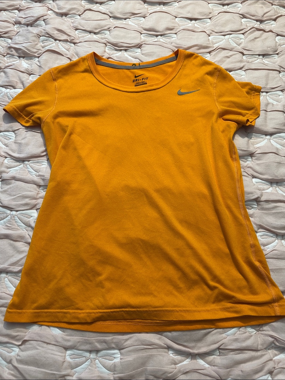 Nike Orange Dri-FIT Short Sleeve Tee with Gray Swoosh